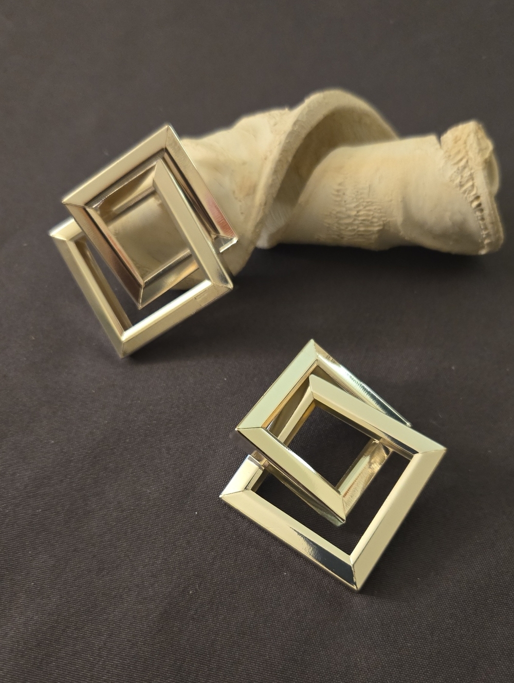 Modern Geometric Square Drop Earrings in Silver
